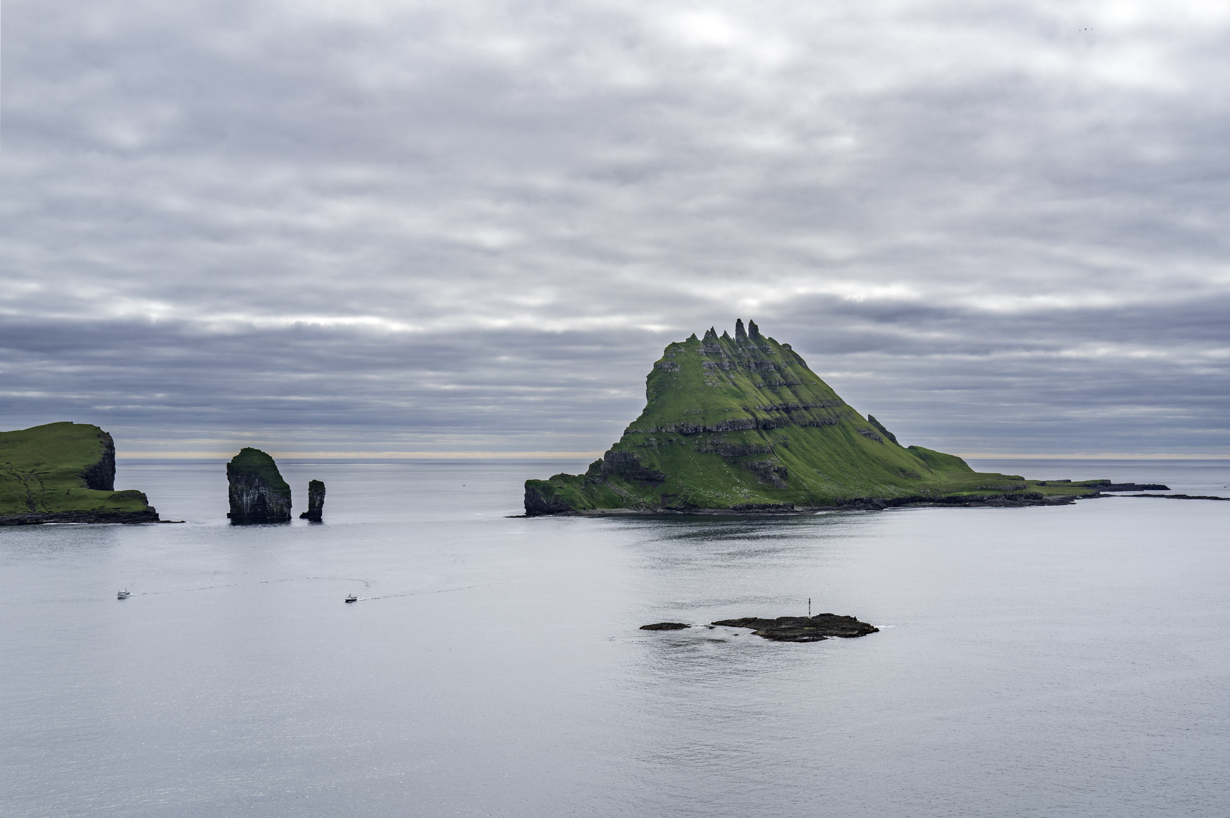 View across the sea from the coast of Sørvágsfjørður.