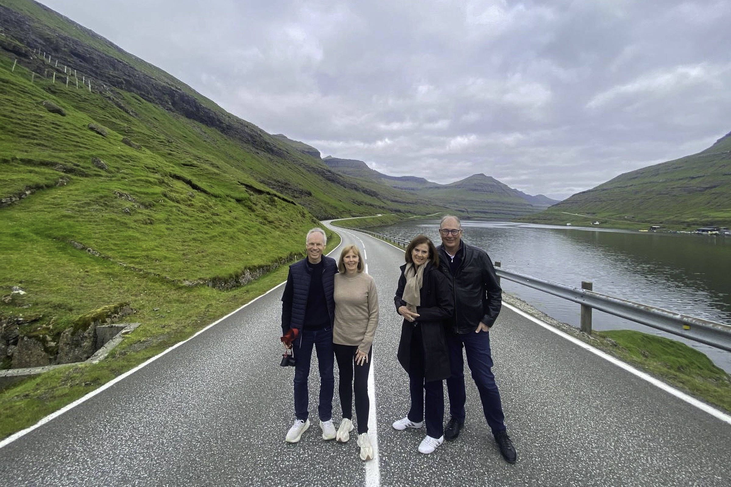 Keith and Andrea, with Peter and Joy, at Funningsfjørður.