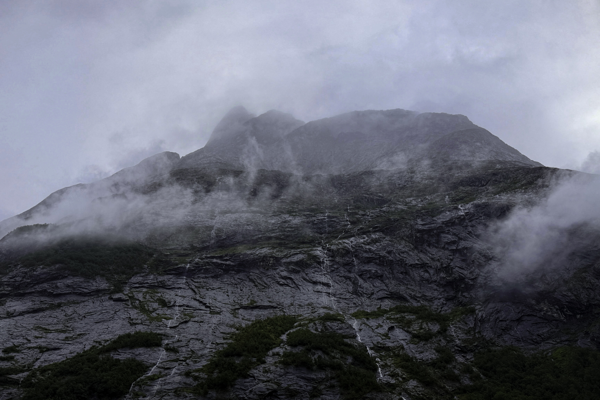 Looking up to Trollveggen from our rest stop on E136.