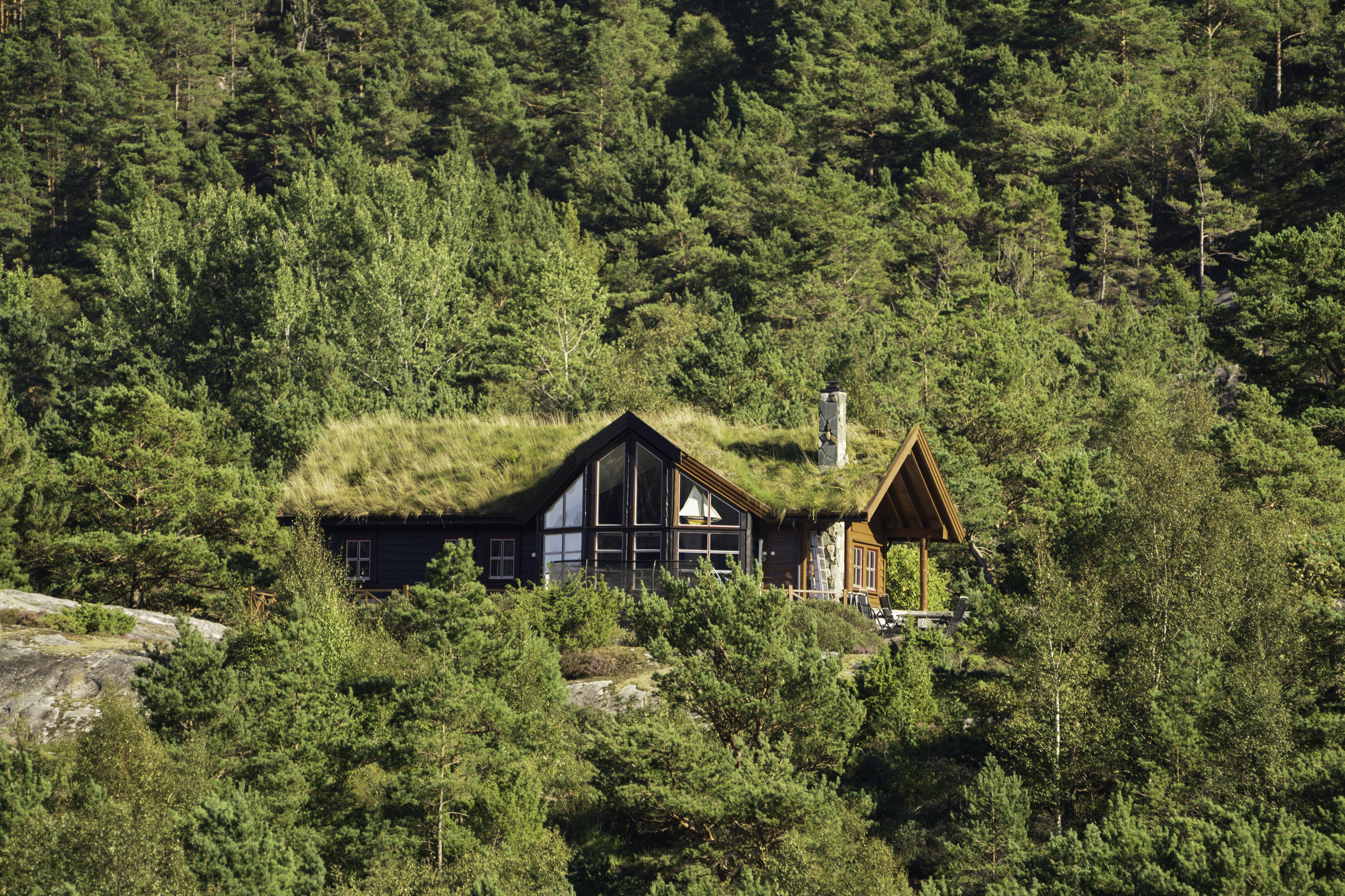 Cabin on the shore of Lysefjord.
