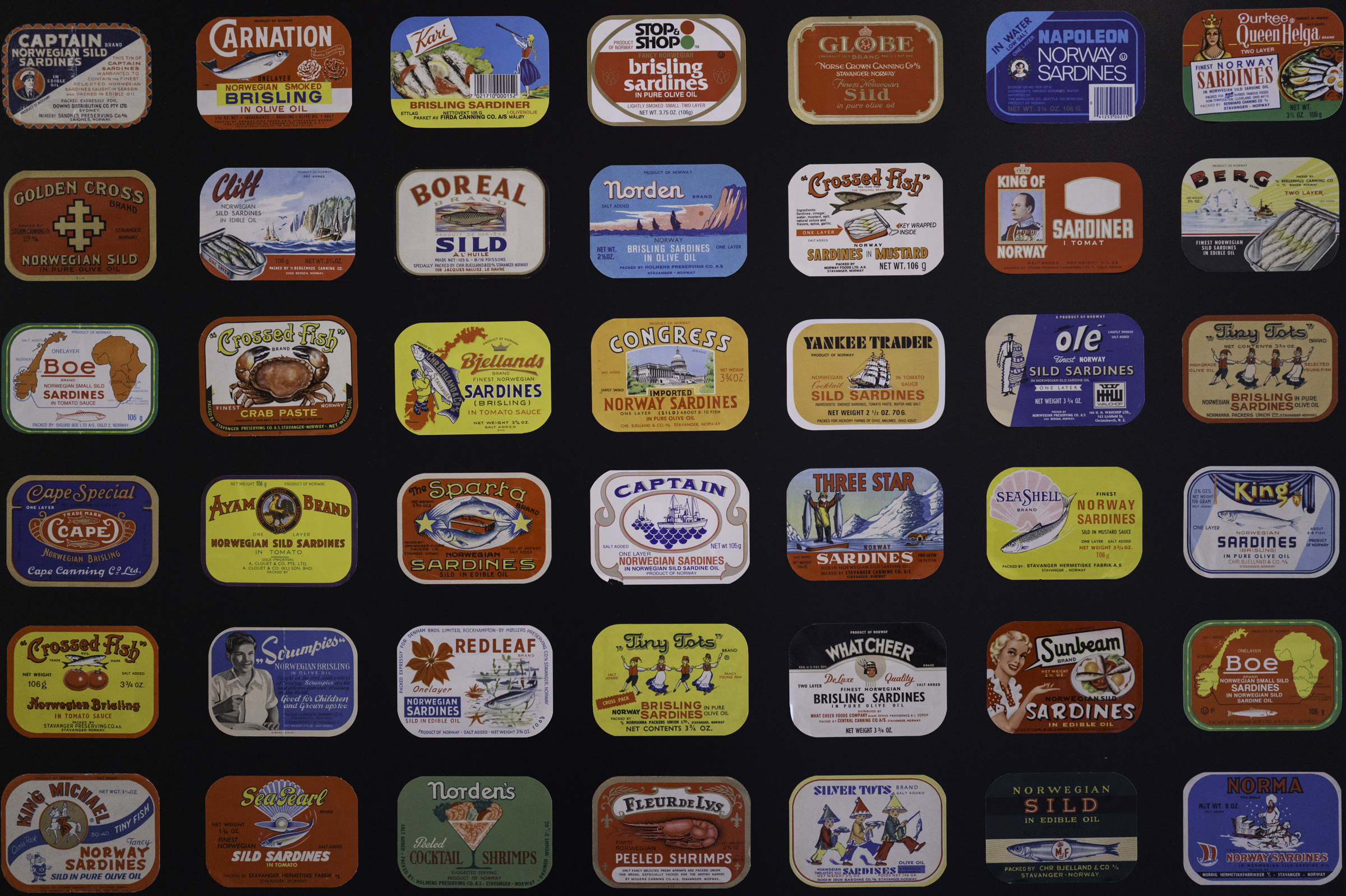 Labels in the Norwegian Printing Museum.