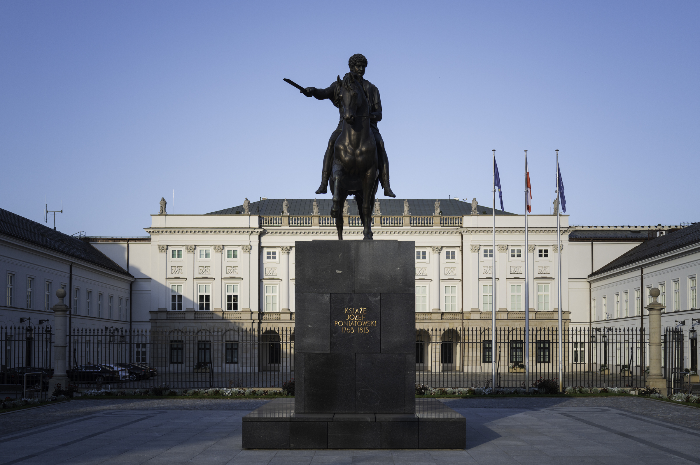 Statue of Prince Józef Poniatowski in front of the Presidential Palace.