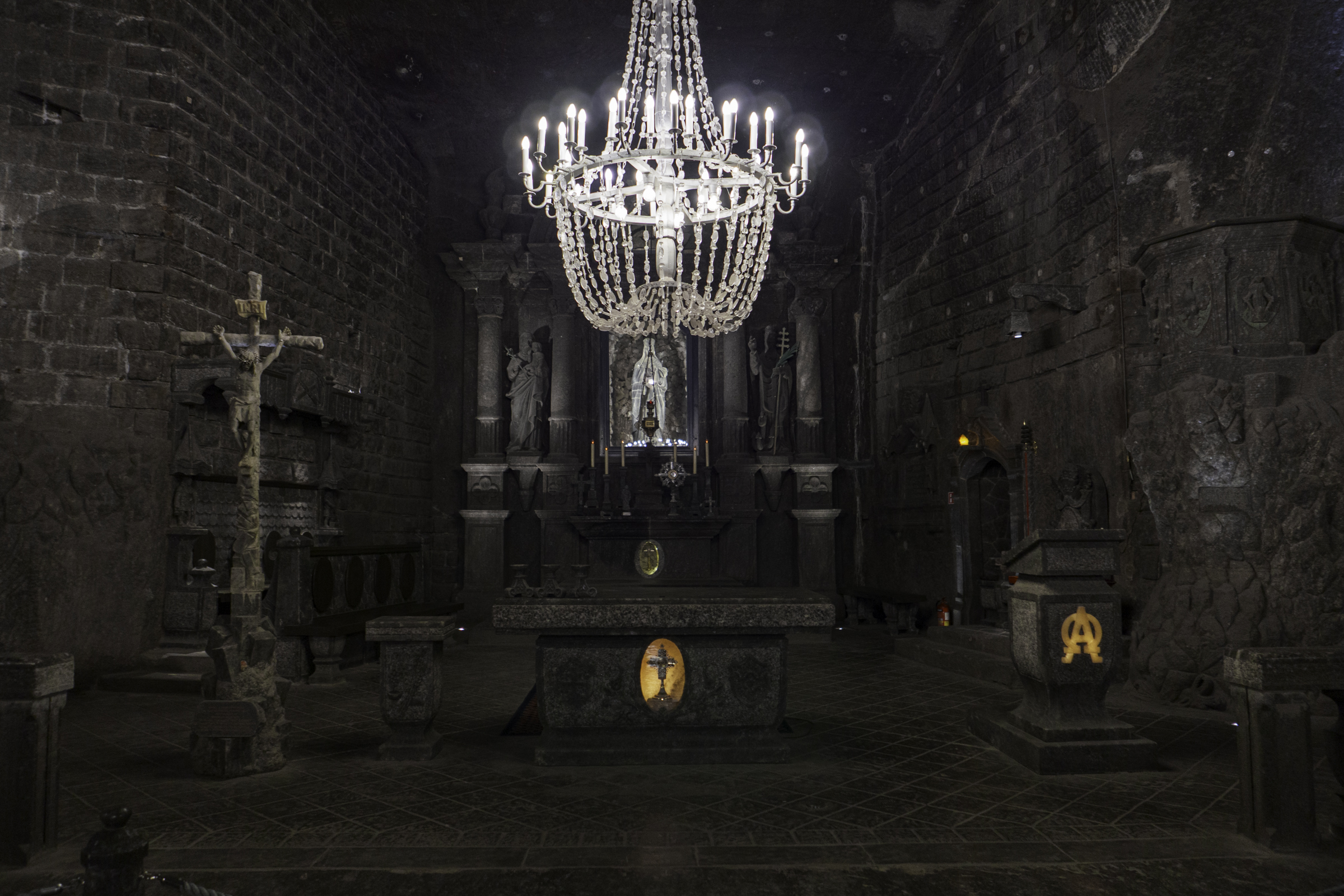 The altar in St. Kinga's Chapel in the Wieliczka Salt Mine.