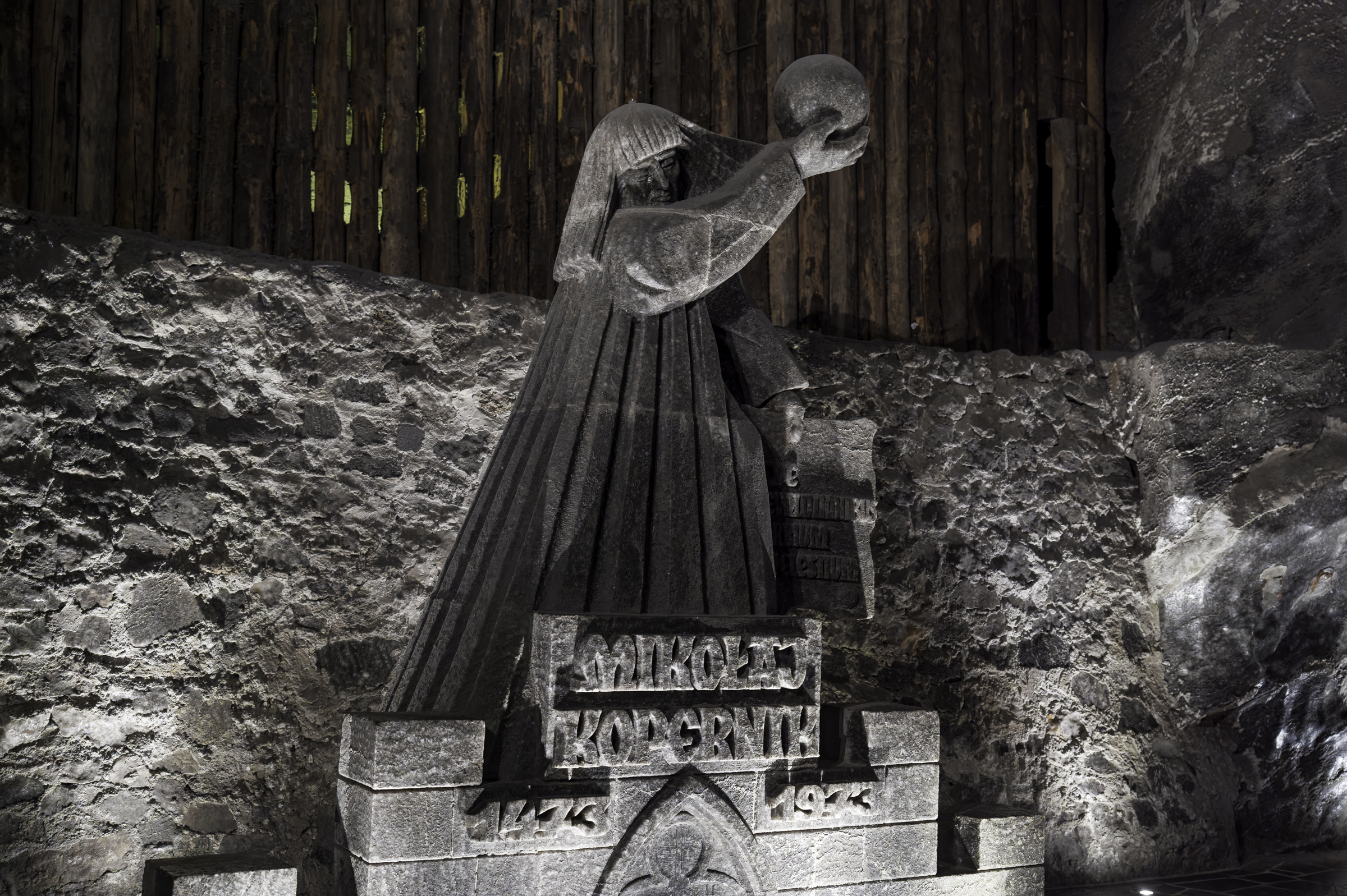 Sculpture of Nicolaus Copernicus, the famous Polish astronomer, commemorating his 1473 visit to the Wieliczka Salt Mine.