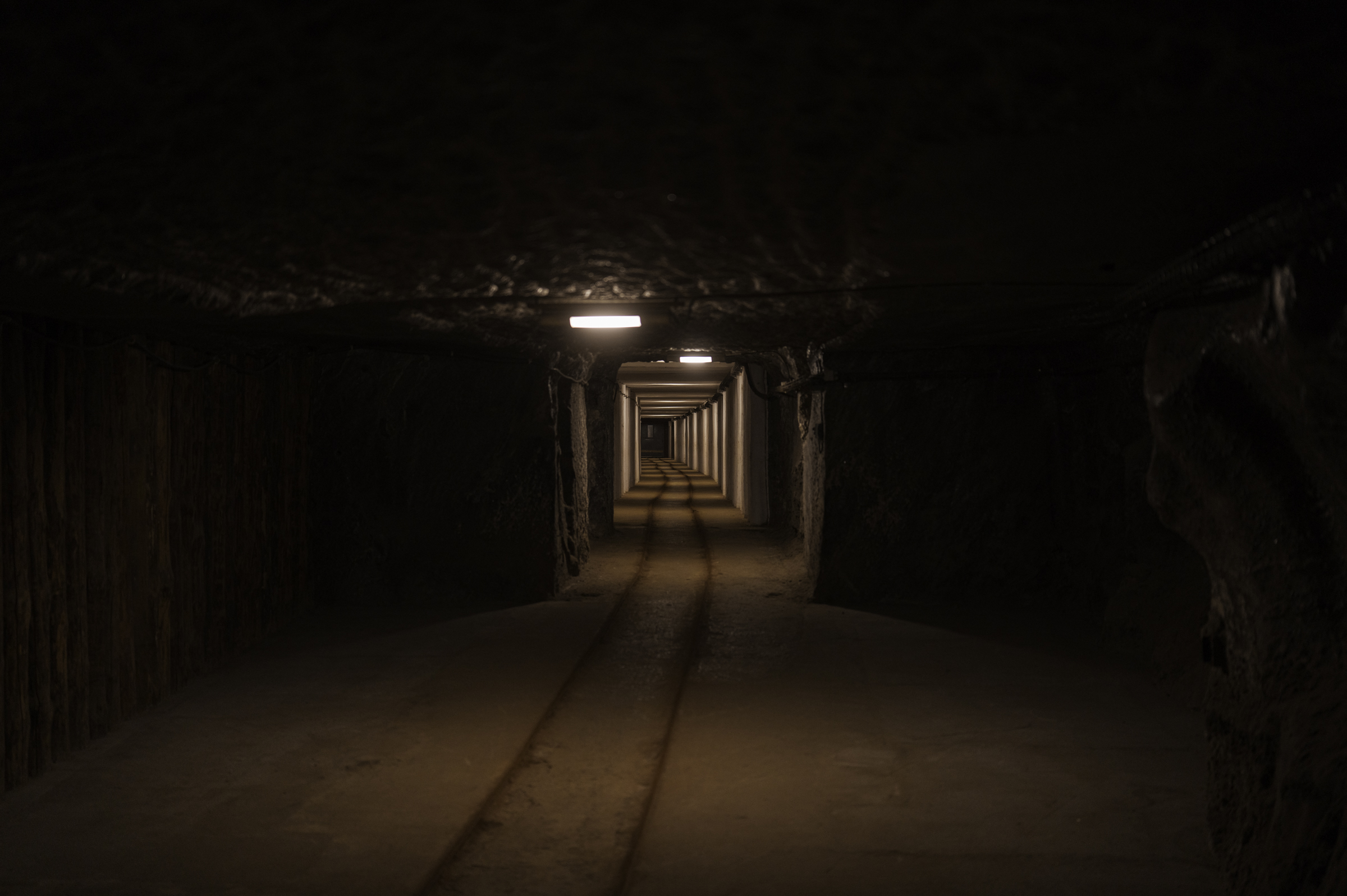 A small part of a tunnel on the way to find the elevator in the Wieliczka Salt Mine.