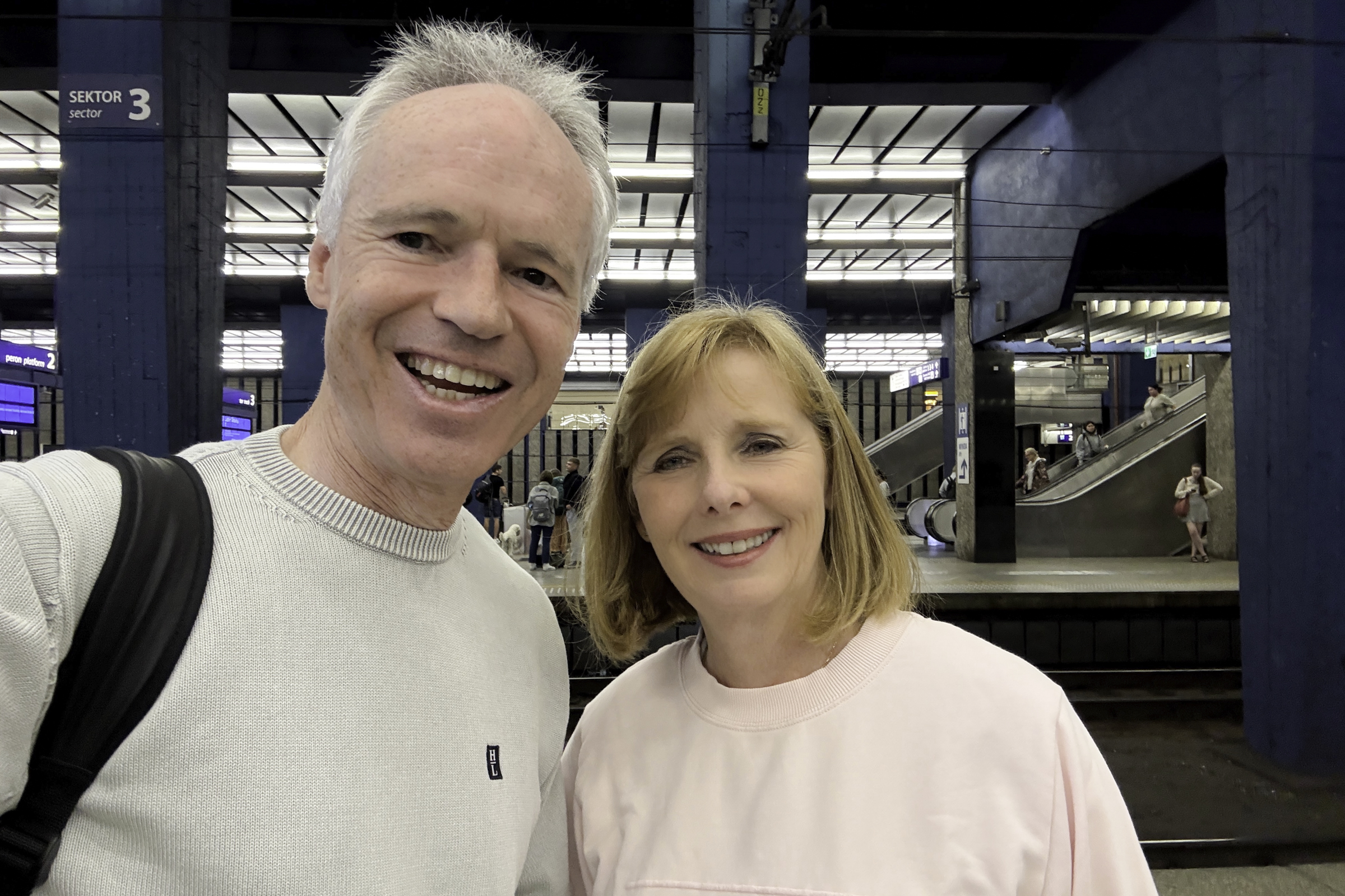 Keith and Andrea, at Warsaw Central train station.
