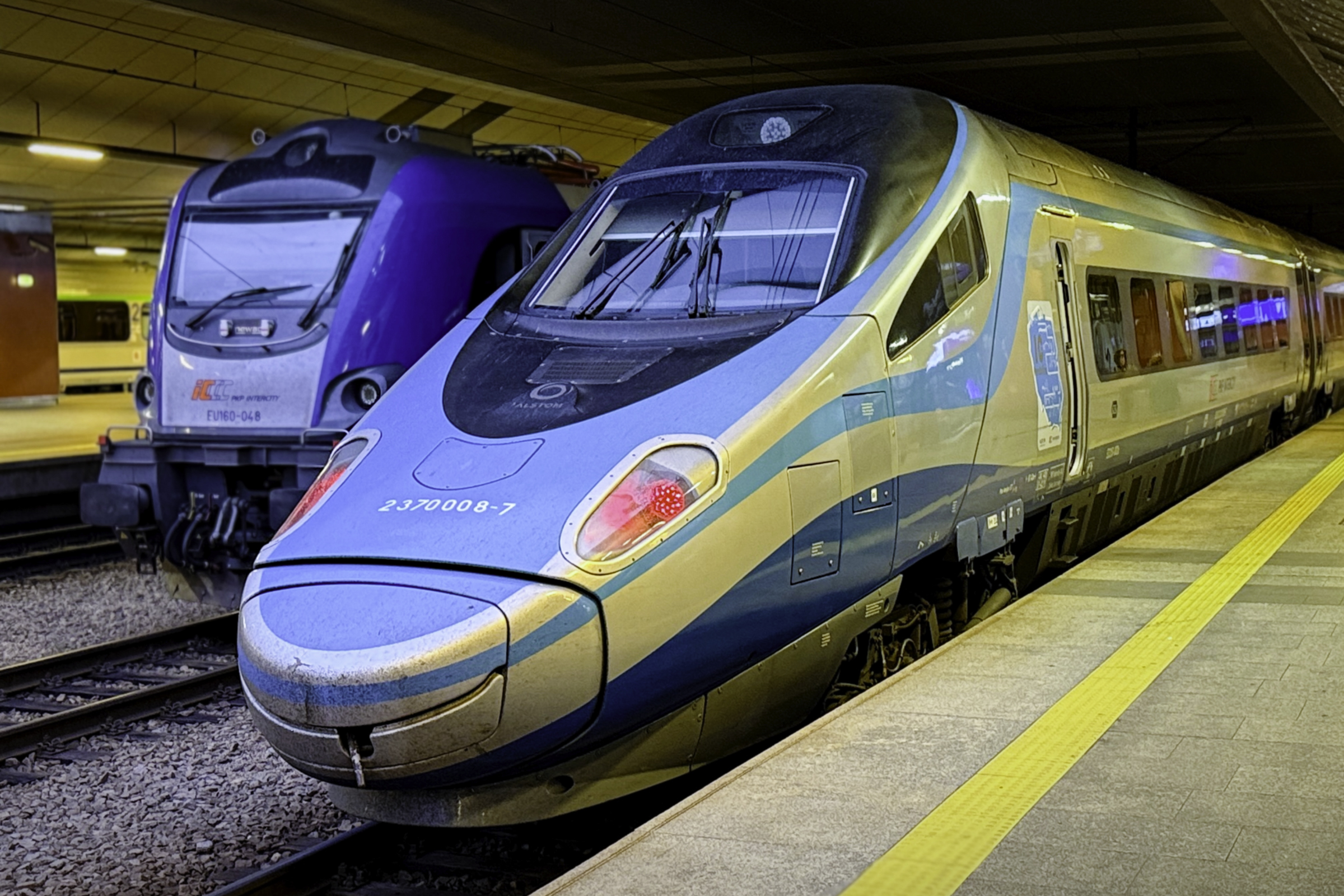Our train at the station in Kraków.