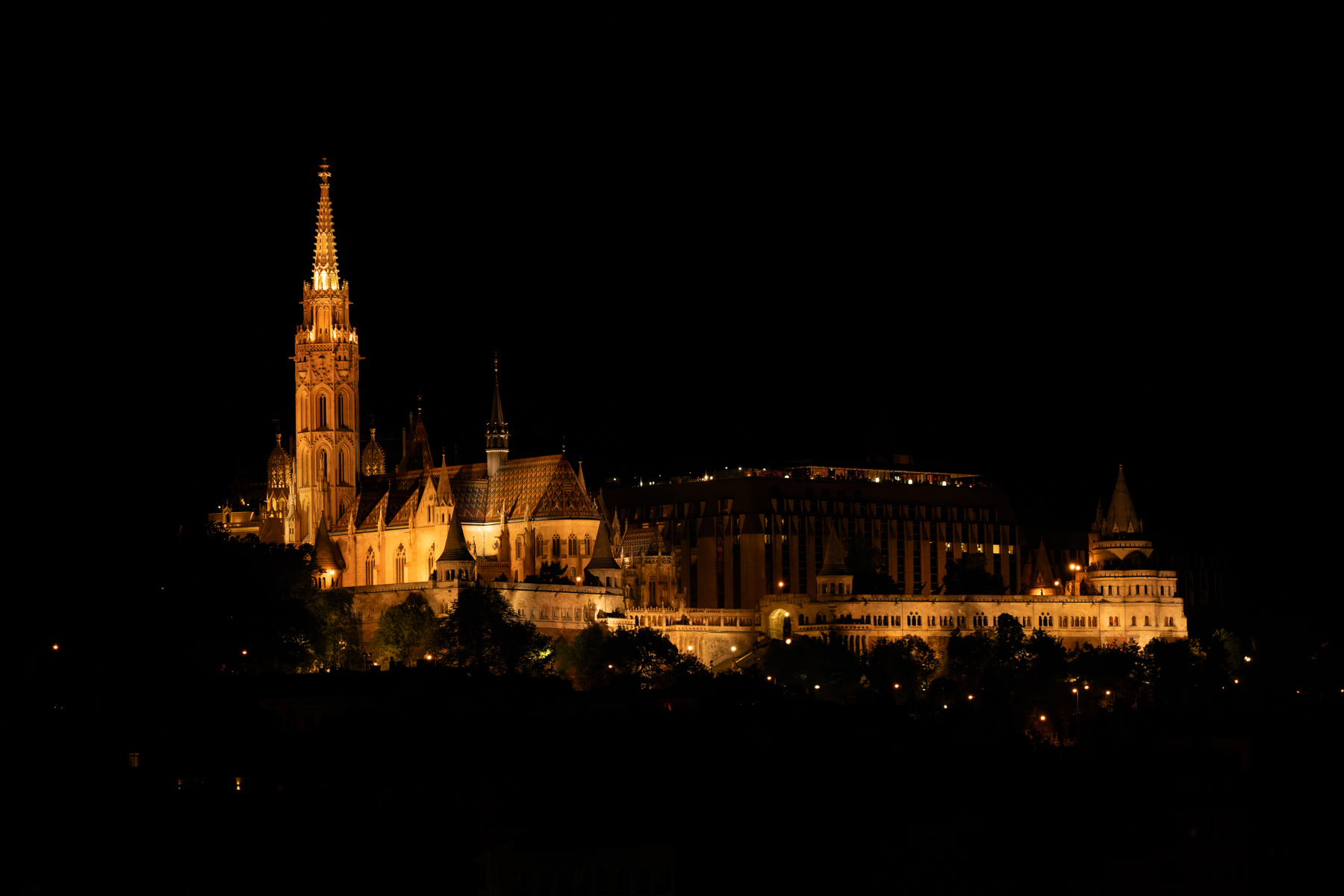 The view of Matthias Church and the Fisherman’s Bastion, both on Castle Hill, from our hotel room.