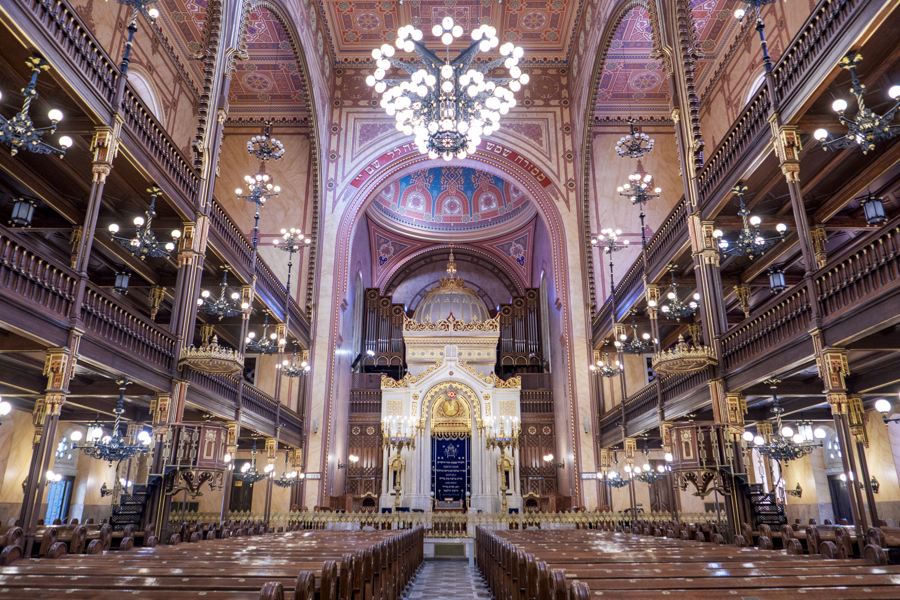Inside the Dohány Street Synagogue in Budapest.