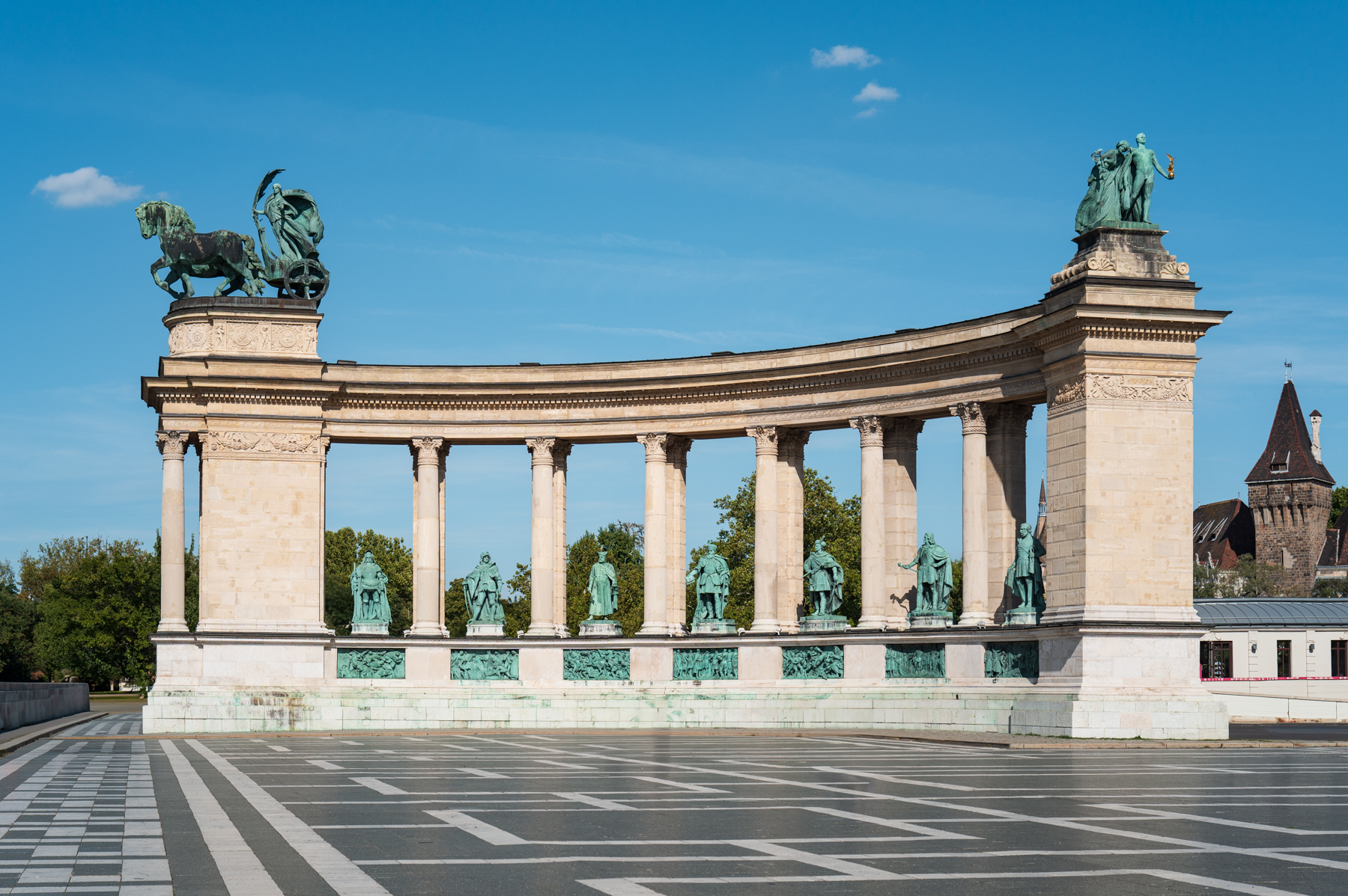 The Millennium Monument in Heroes' Square in Budapest.