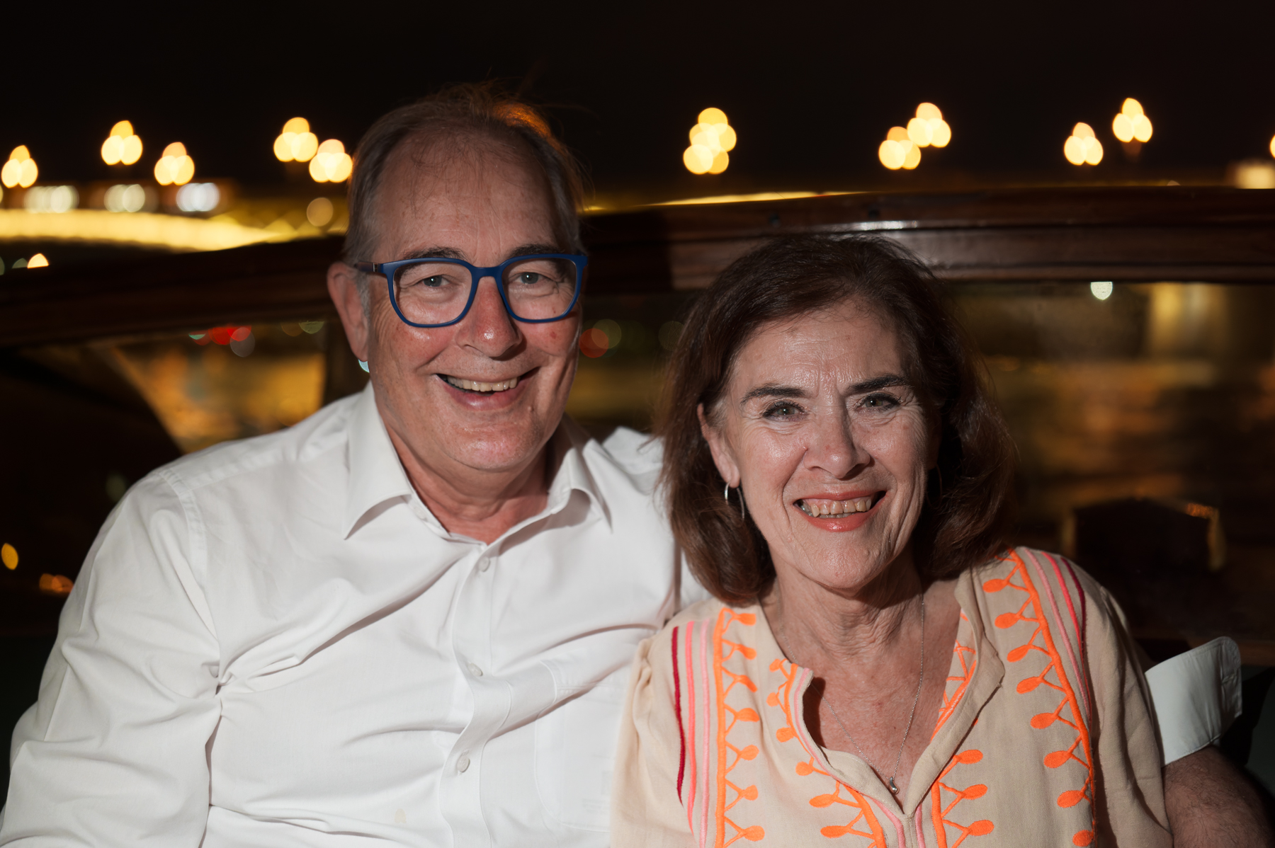 Peter and Joy, enjoying the boat ride on the Danube River in Budapest.