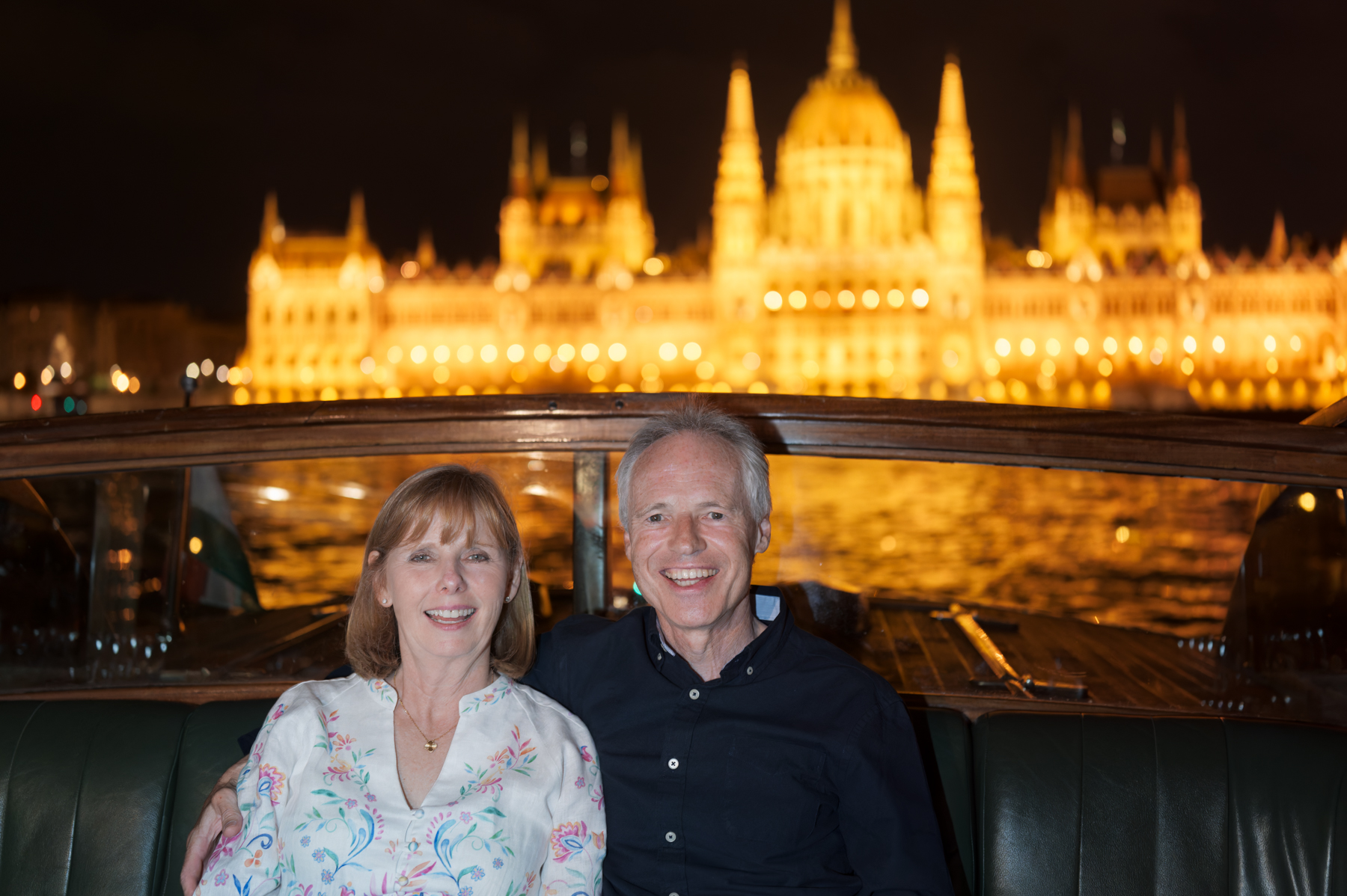Andrea and Keith, enjoying the boat ride on the Danube River in Budapest.