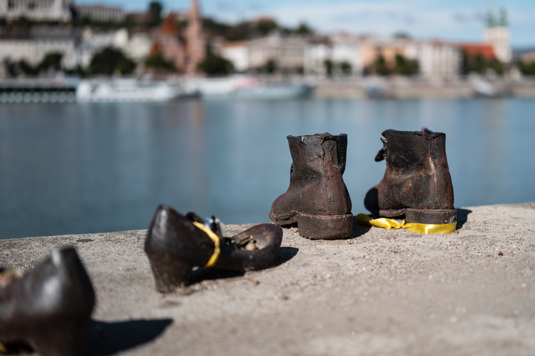A small section of the "Shoes on the Danube Bank" memorial in Budapest.