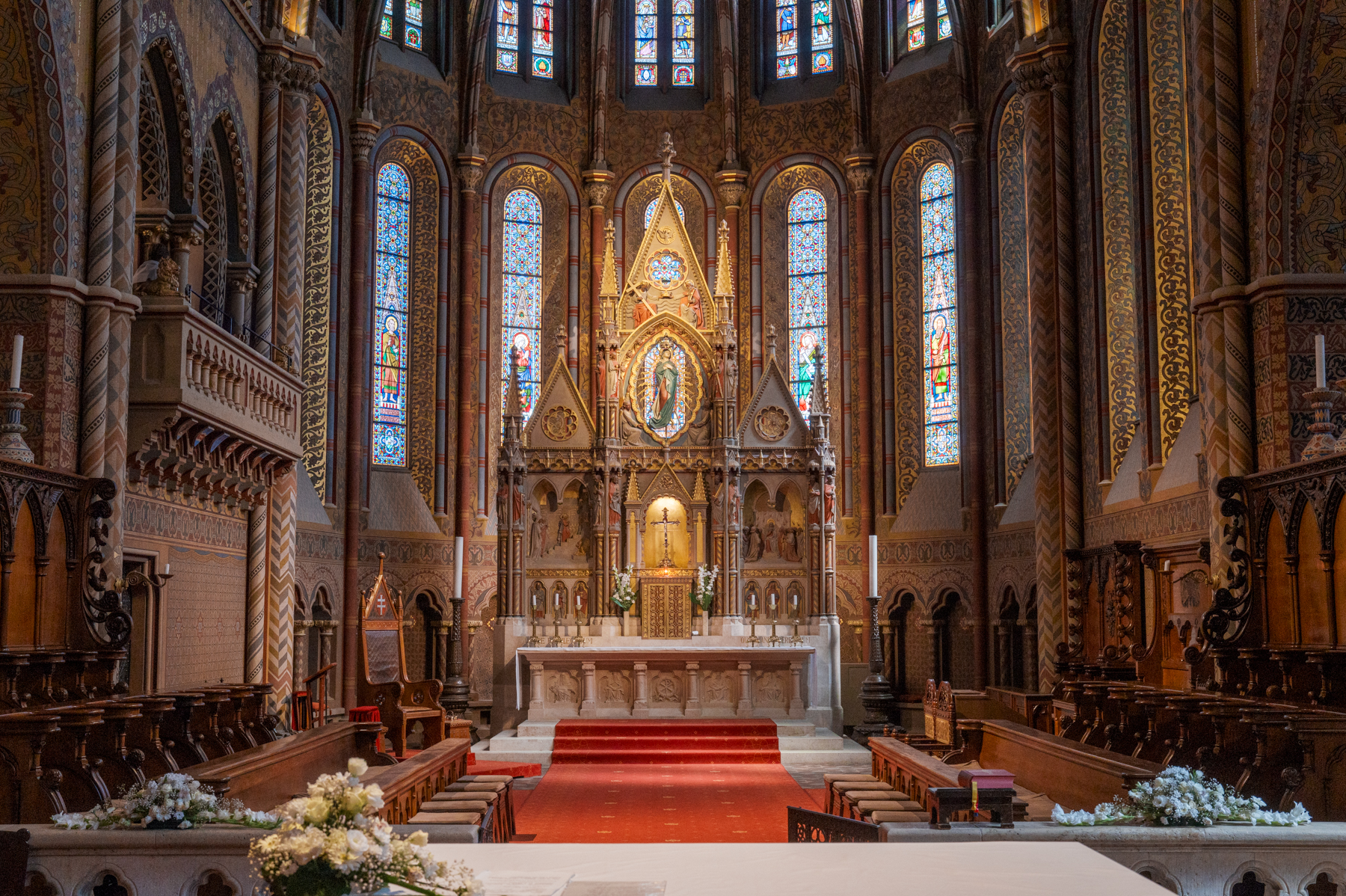 Inside Matthias Church in Budapest.