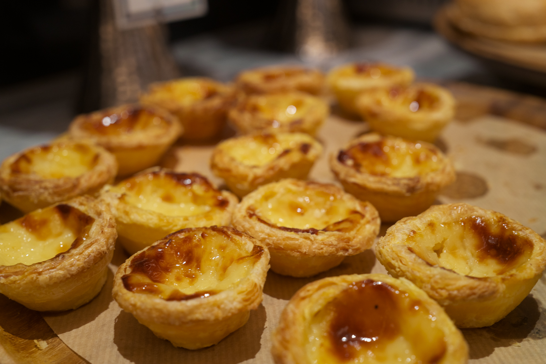 Pasteis de nata (Portuguese tarts) at breakfast.