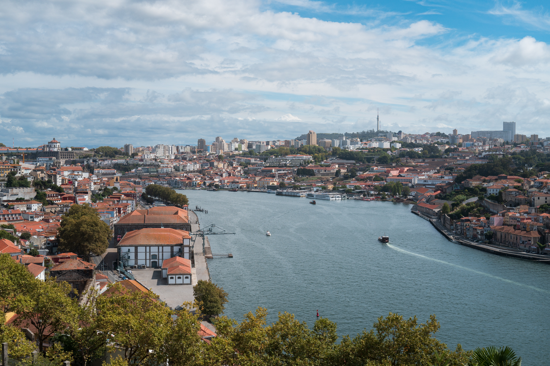 Looking over the Douro River from Jardins do Palácio de Cristal in Porto.