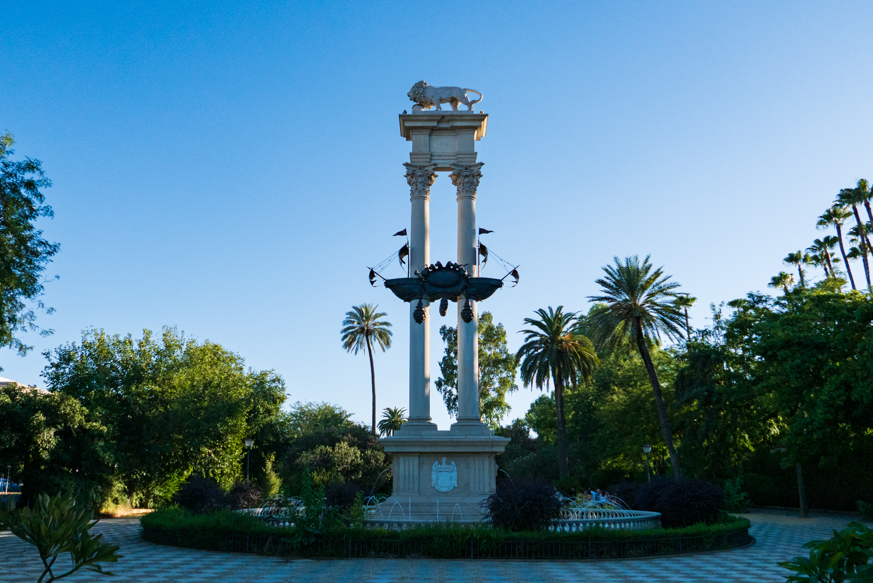 The Monument to Christopher Columbus in Jardines de Murillo in Seville.