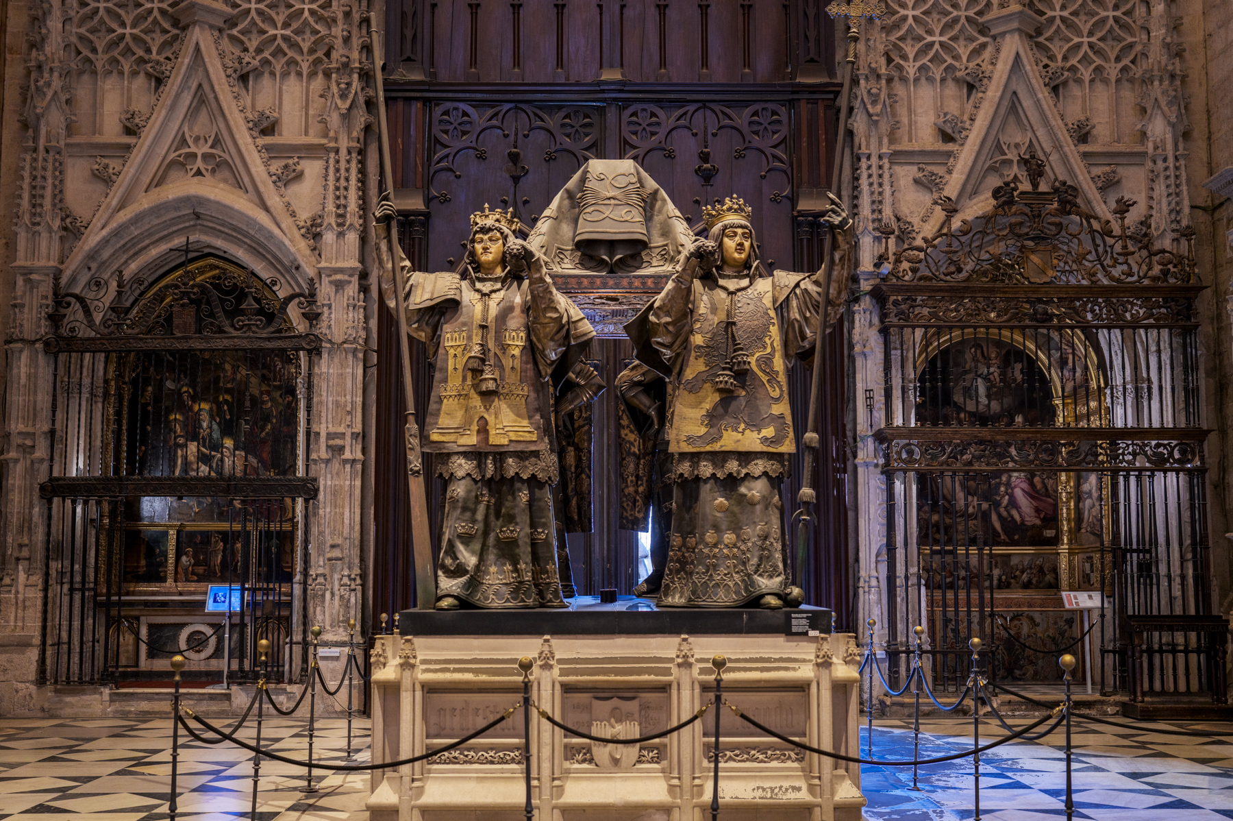 The tomb of Christoper Columbus in Seville Cathedral.