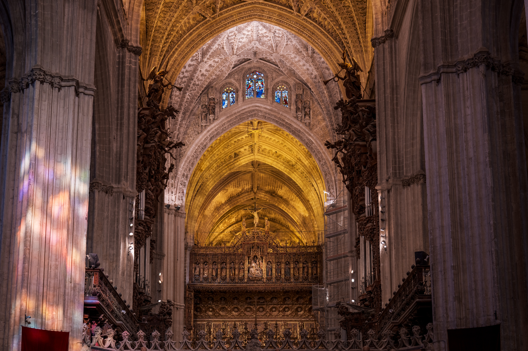 Inside Seville Cathedral.