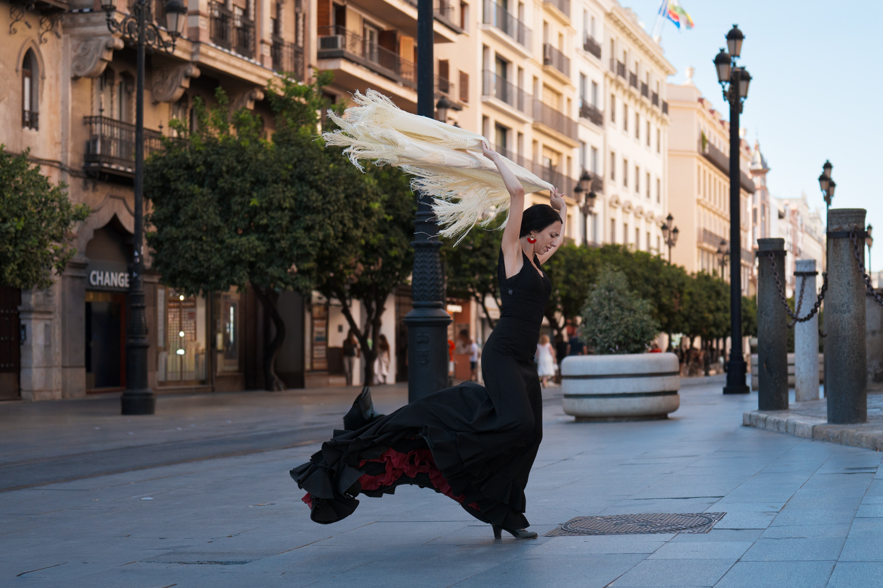 Flamenco dancer on the streets of Seville.