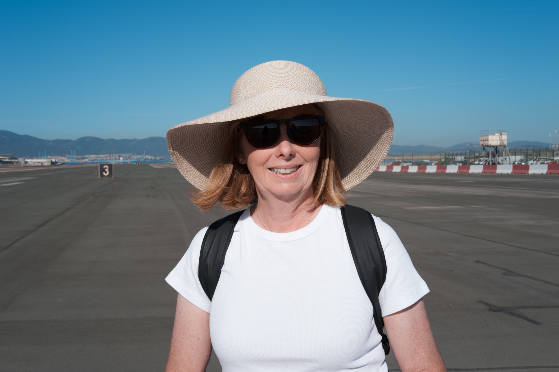 Andrea, on the Gibraltar Airport runway.