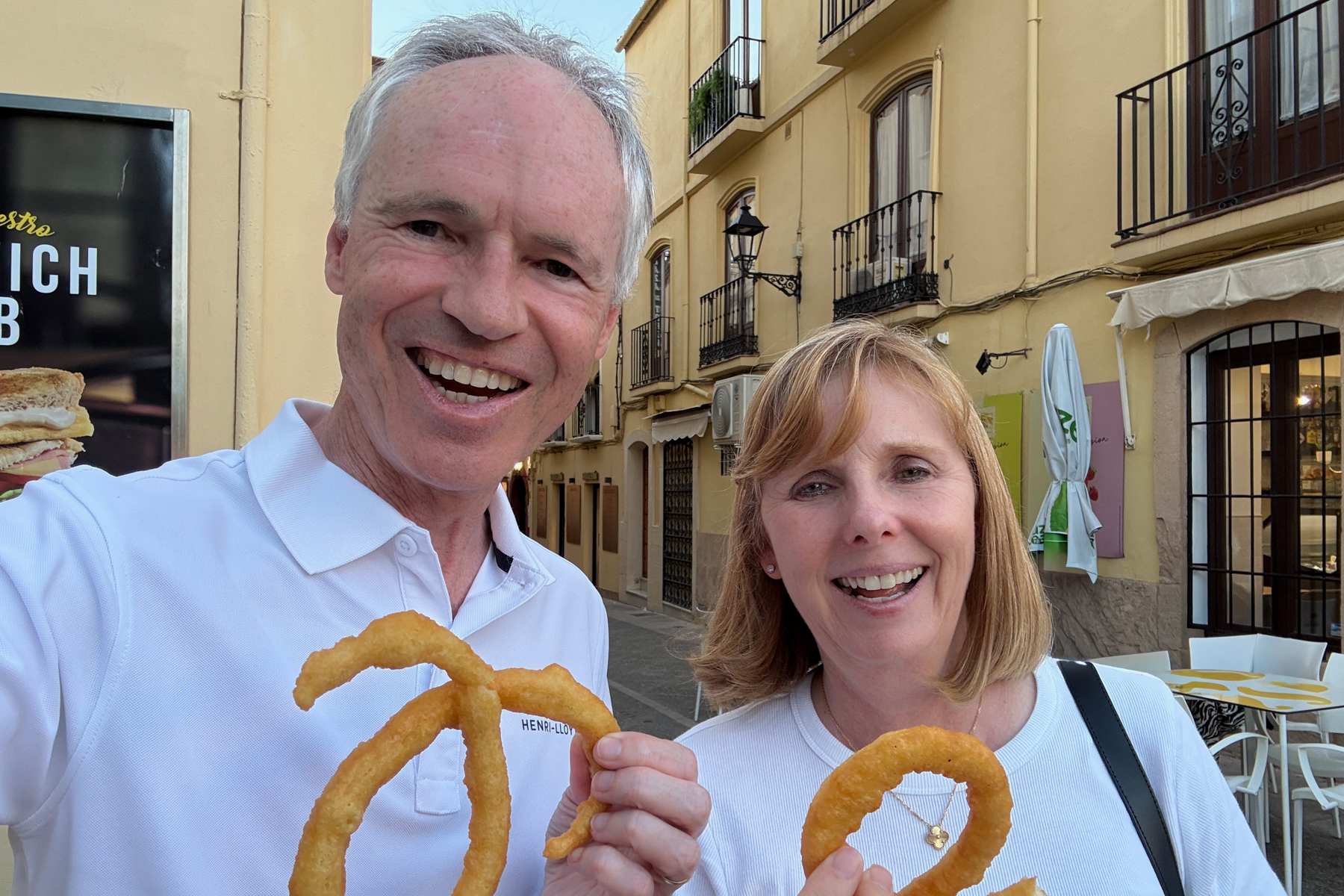 Keith and Andrea, eating something that is not a churro in Ronda.