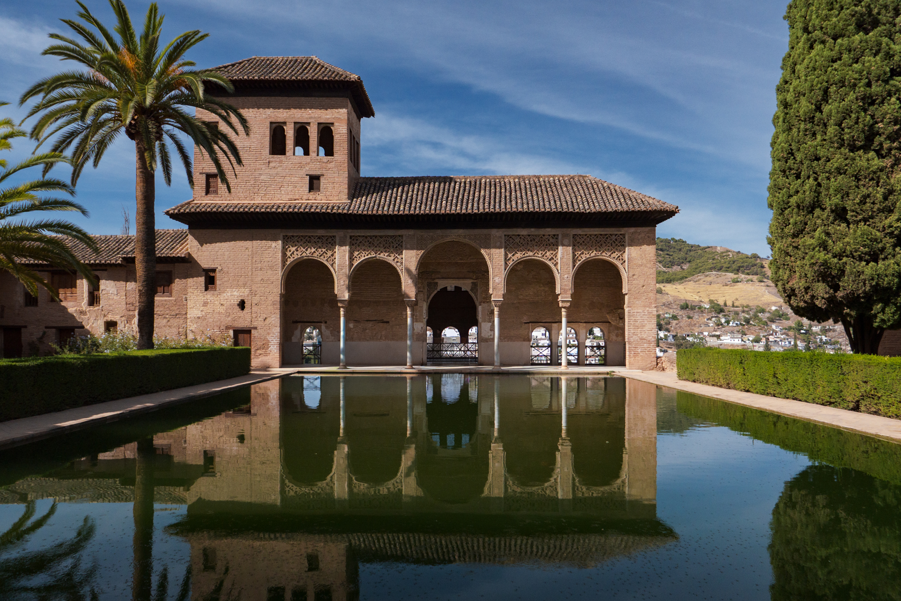 Water feature at the Nasrid Palaces in Granada.