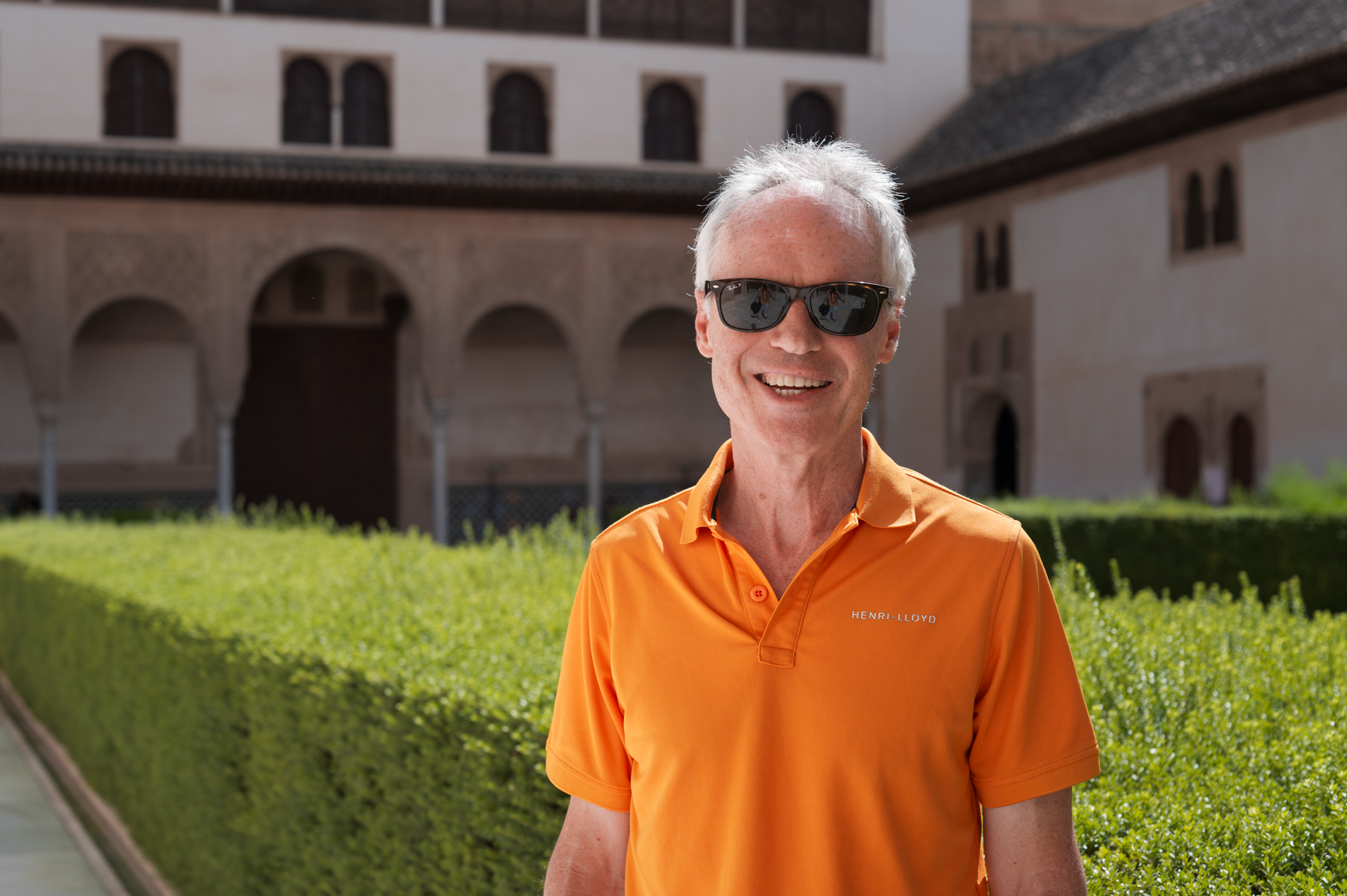 Keith, at the Court of the Myrtles at the Nasrid Palaces in Granada.