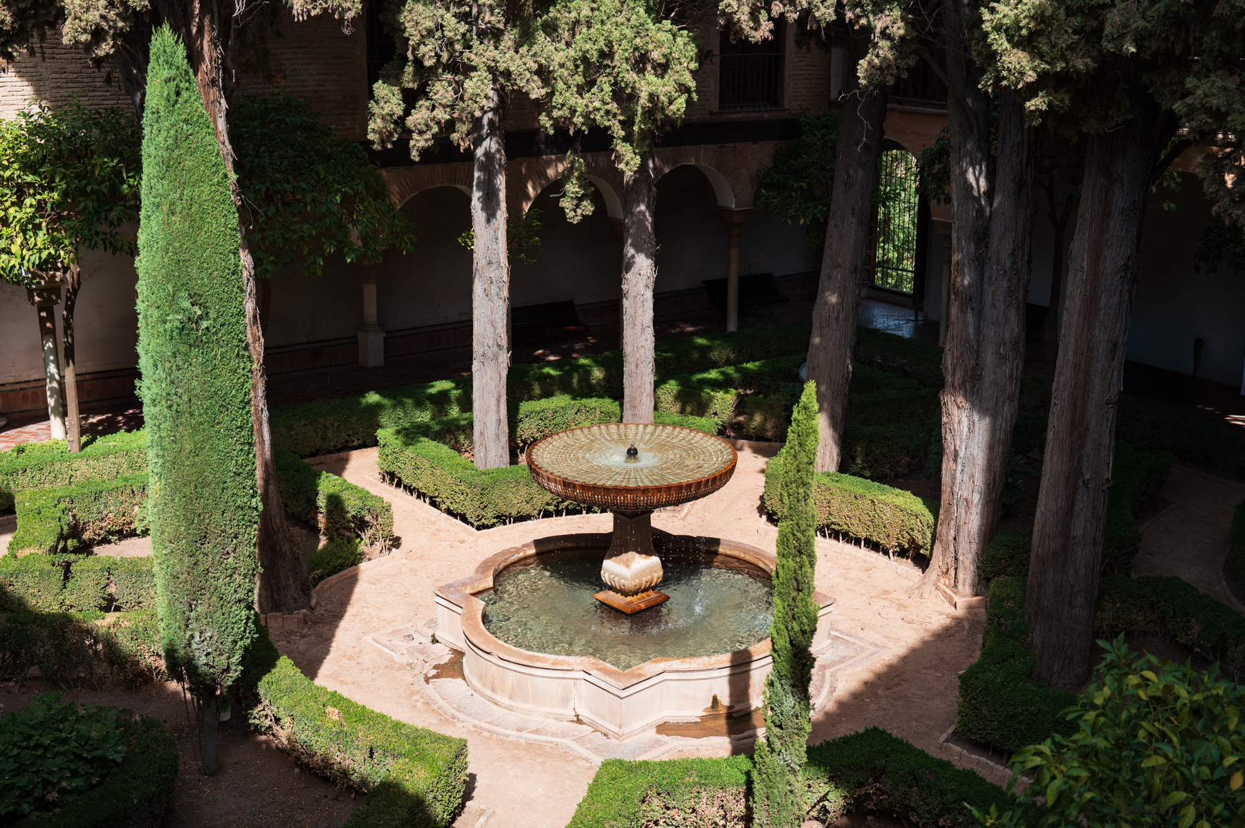 Courtyard at the Nasrid Palaces in Granada.