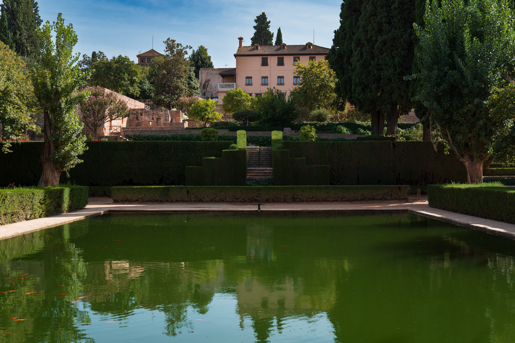 Water feature at the Nasrid Palaces in Granada.