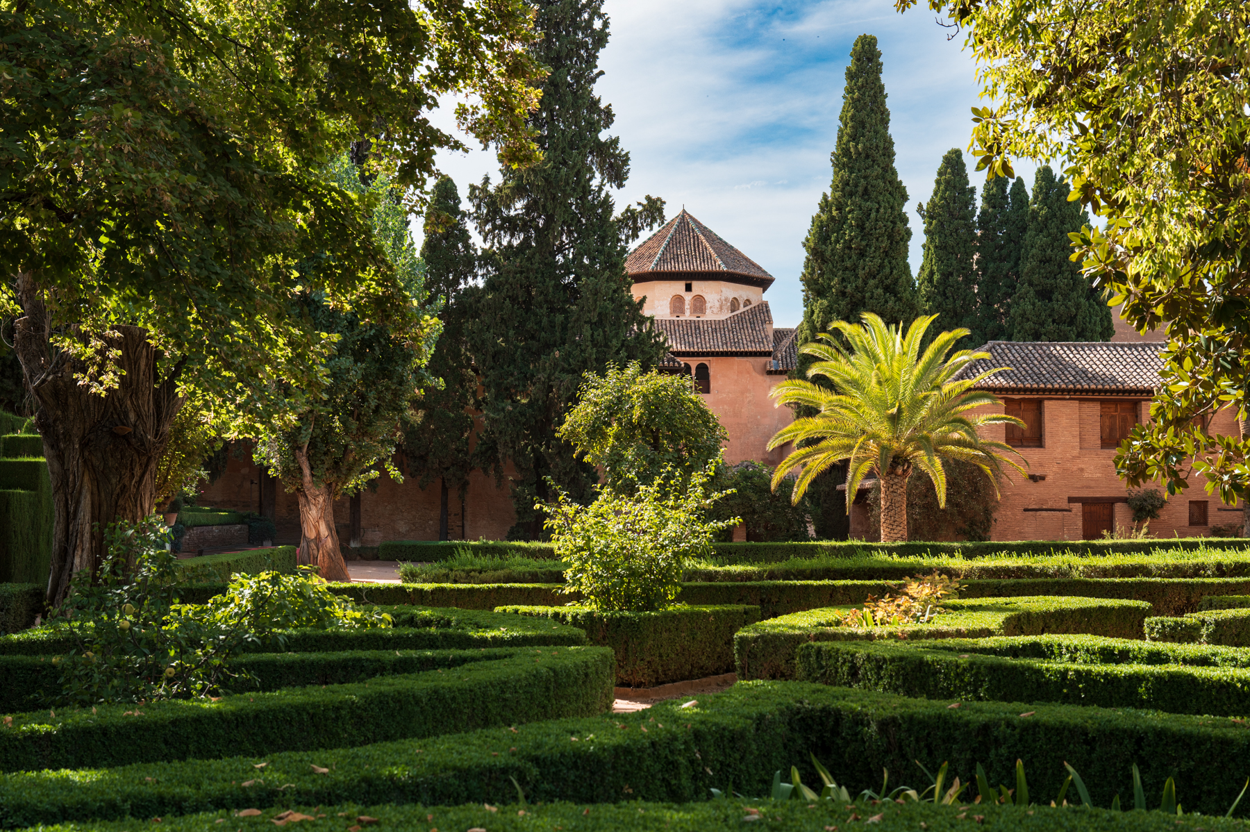 The Partal Gardens and Partal Palace at the Nasrid Palaces in Granada.