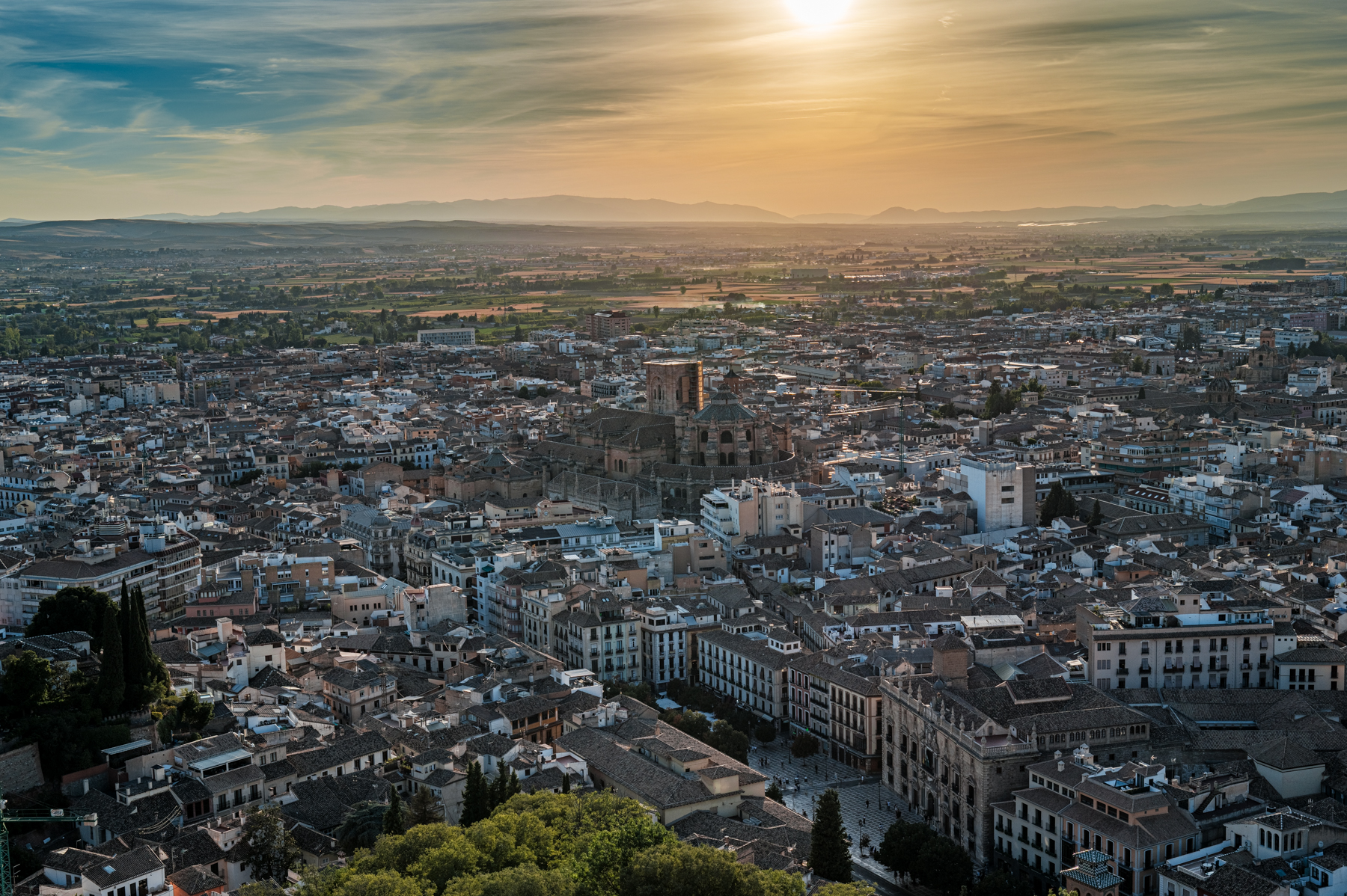 View of Granada from the Alcazaba at the Alhambra in Granada.