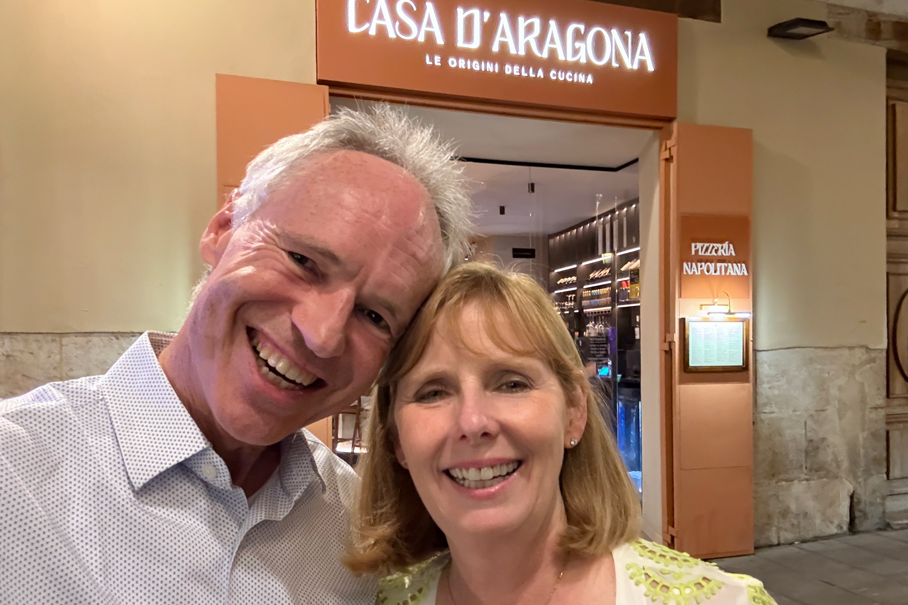 Keith and Andrea, outside Casa d'Aragona in Valencia.