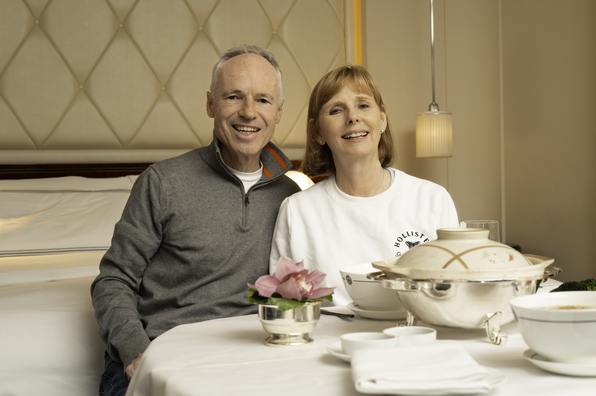 Enjoying dinner in our room.