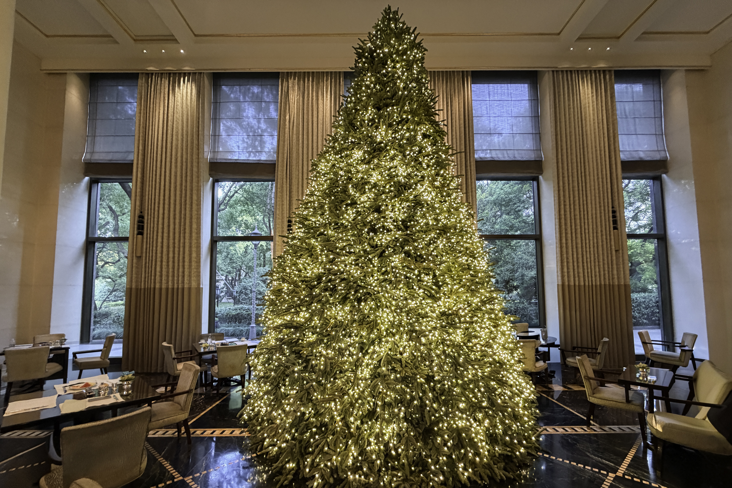 Christmas tree in the restaurant at The Peninsula, Shanghai.
