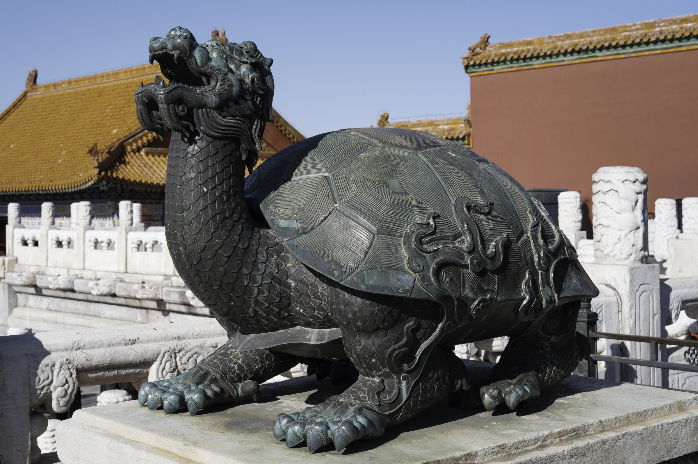 The dragon turtle statue in the Forbidden City, Beijing.