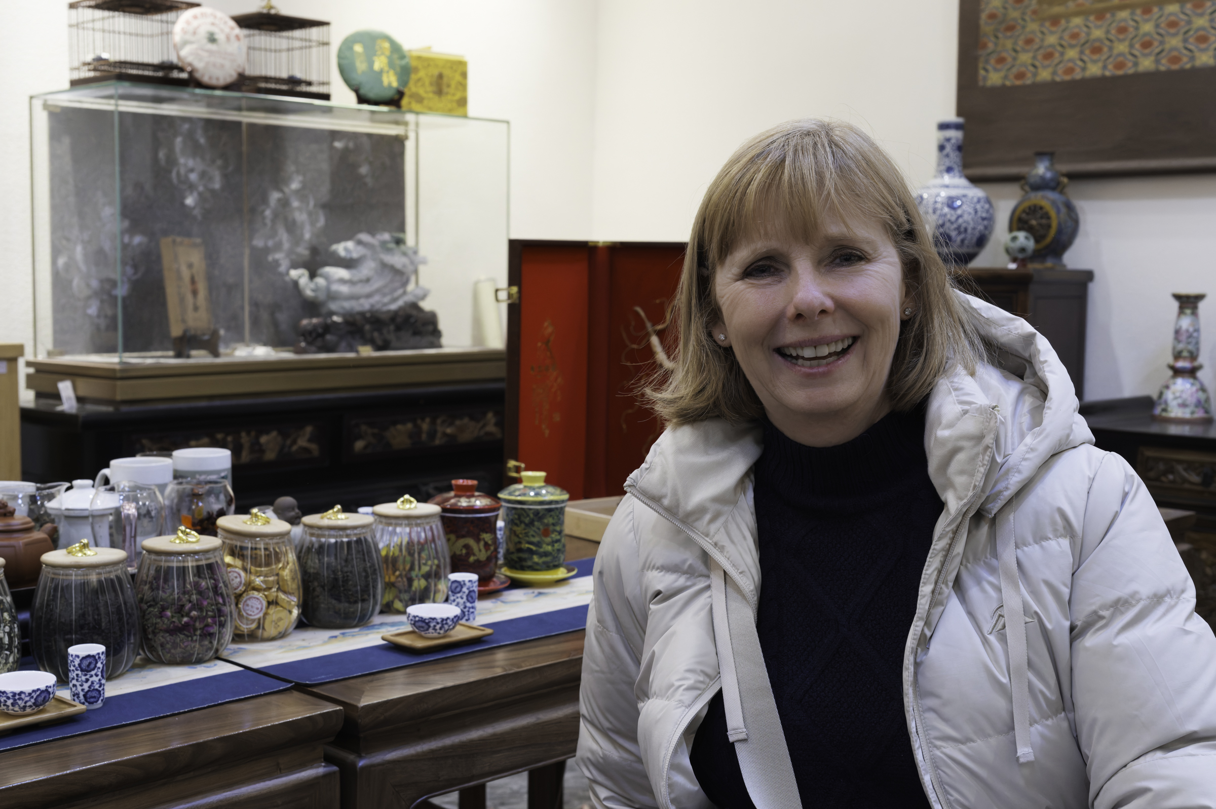 Andrea, enjoying the tea ceremony in Beijing.