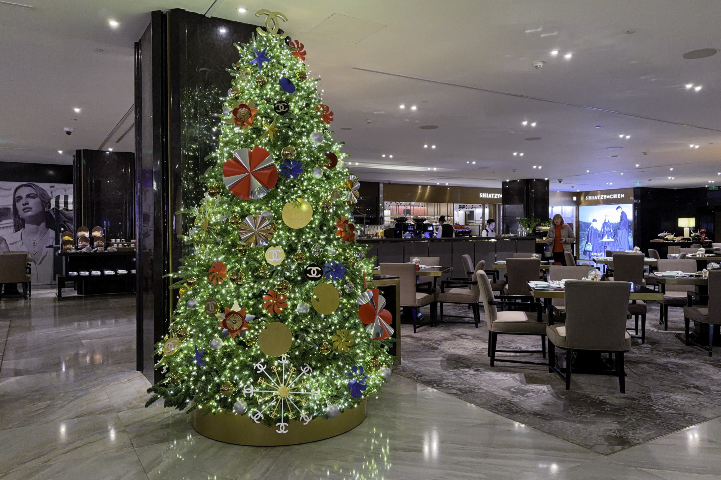 The Peninsula Beijing lobby for breakfast.