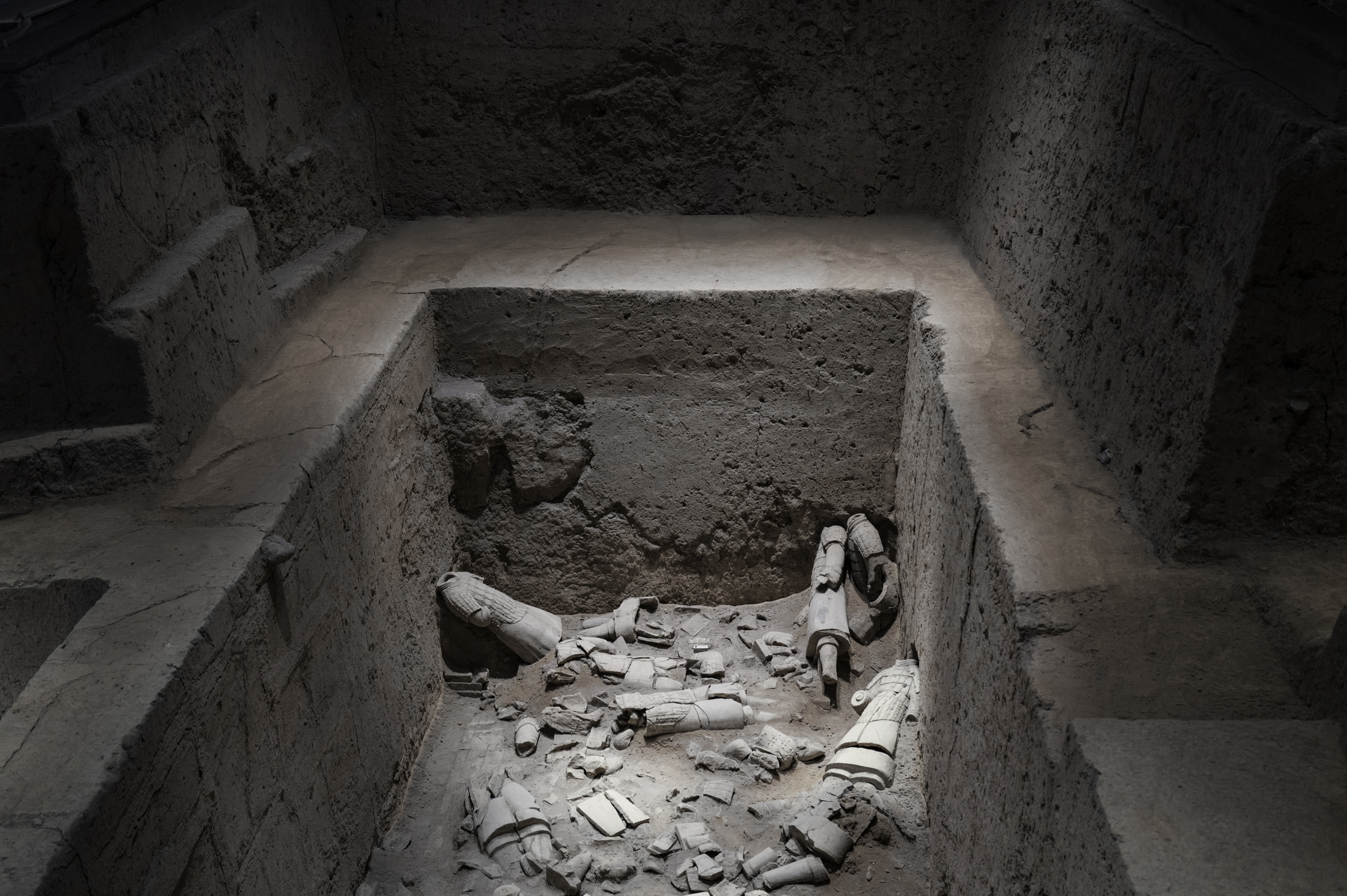 Unrestored pieces of the Terracotta Army in Xi'an.